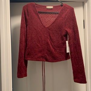 NWT Cropped Altar’d State Wine Colored Sweater